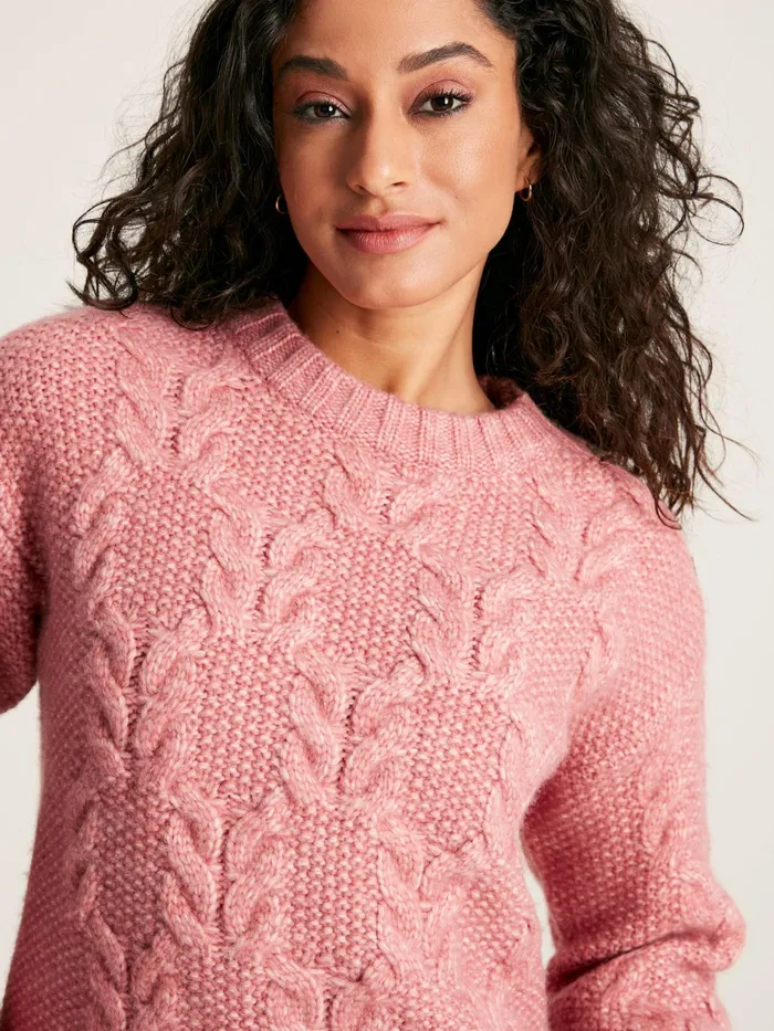 Joules Pippa 8211 Pink Cable Knit Jumper Women Knitwear