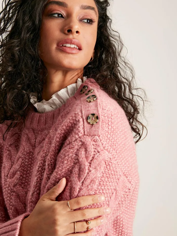 Joules Pippa 8211 Pink Cable Knit Jumper Women Knitwear