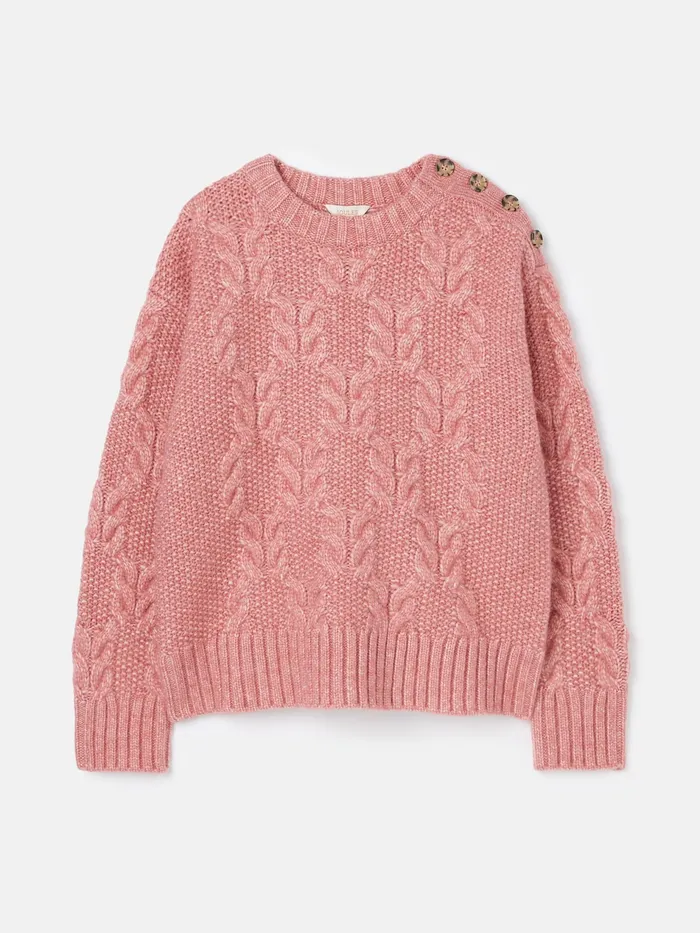 Joules Pippa 8211 Pink Cable Knit Jumper Women Knitwear
