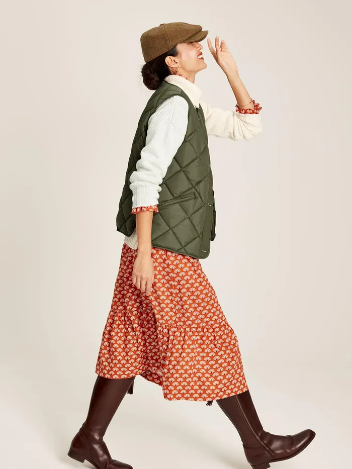 Joules Radley 8211 Green Showerproof Diamond Quilted Gilet Women Coats and Jackets