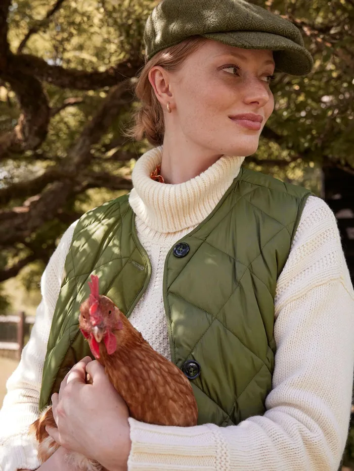 Joules Radley 8211 Green Showerproof Diamond Quilted Gilet Women Coats and Jackets