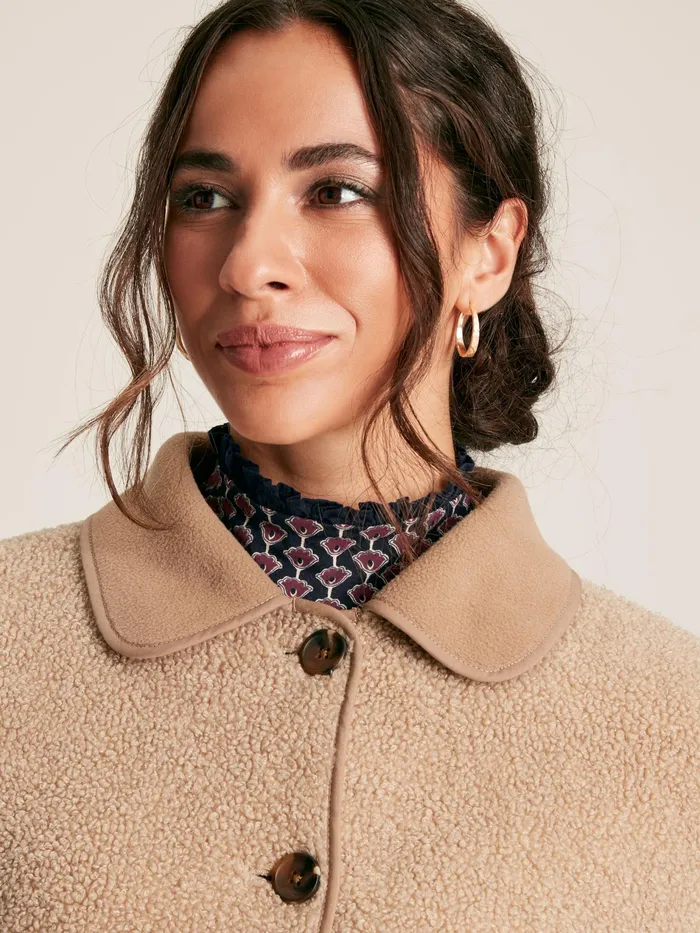 Joules Sadie 8211 Tan Brown Fleece Jacket Women Sweatshirts and Hoodies