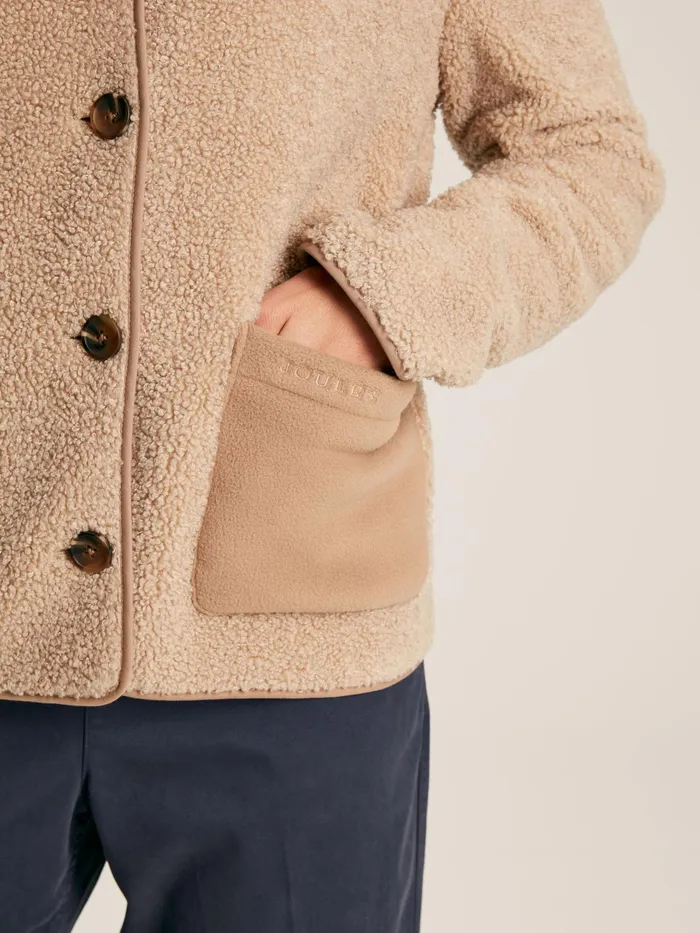 Joules Sadie 8211 Tan Brown Fleece Jacket Women Sweatshirts and Hoodies