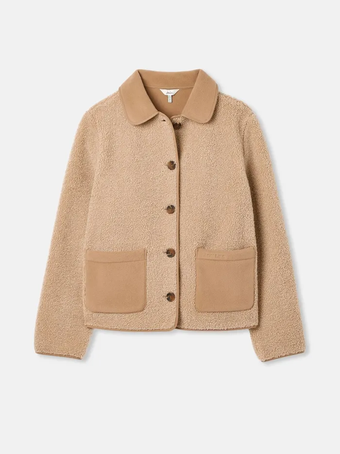Joules Sadie 8211 Tan Brown Fleece Jacket Women Sweatshirts and Hoodies