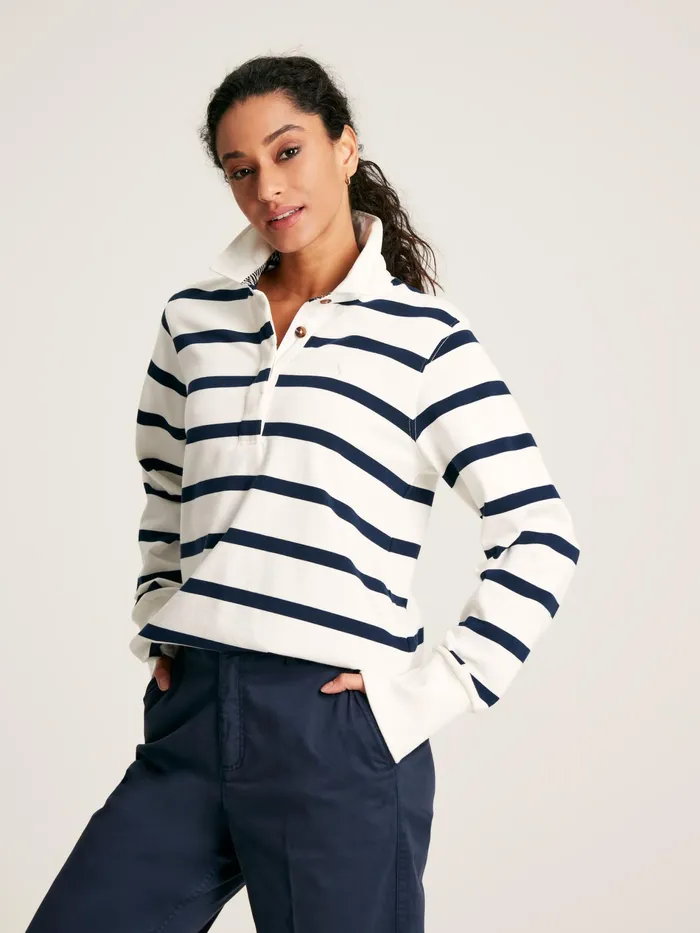 Joules Sammie 8211 CreamNavy Rugby Shirt Women Tops