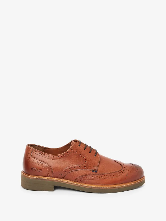 Joules Tan Brown Leather Brogues Men Shoes