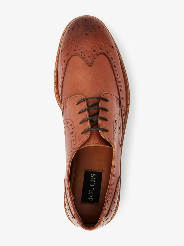 Joules Tan Brown Leather Brogues Men Shoes