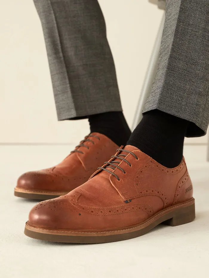 Joules Tan Brown Leather Brogues Men Shoes