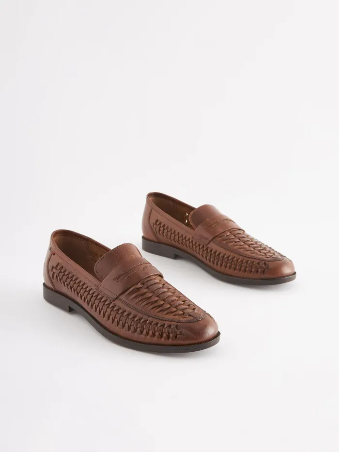 Joules Tan Brown Leather Weave Loafers Men Shoes Joules Tan Brown Leather Weave Loafers Men Shoes
