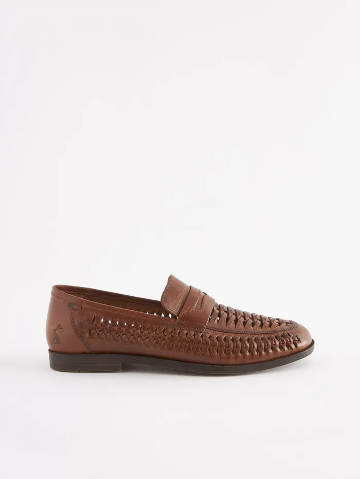 Joules Tan Brown Leather Weave Loafers Men Shoes Joules Tan Brown Leather Weave Loafers Men Shoes