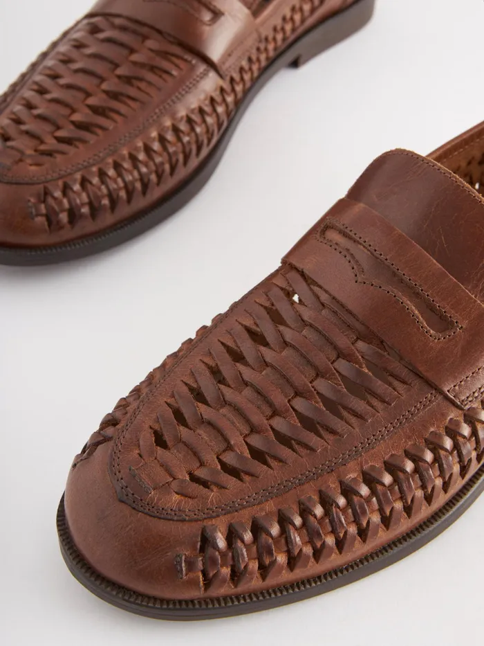 Joules Tan Brown Leather Weave Loafers Men Shoes Joules Tan Brown Leather Weave Loafers Men Shoes