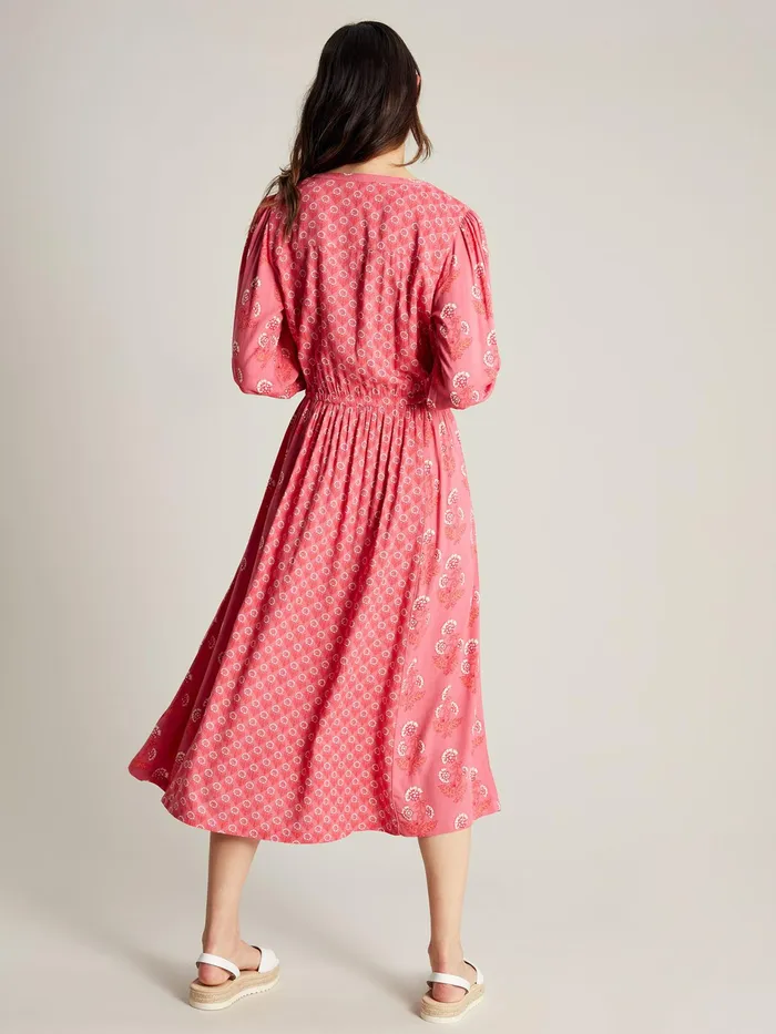 Joules Therese 8211 Pink Quilted Bib Dress Women Dresses
