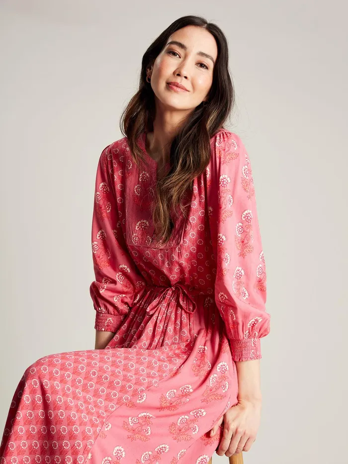 Joules Therese 8211 Pink Quilted Bib Dress Women Dresses