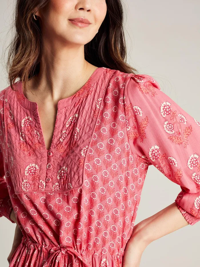 Joules Therese 8211 Pink Quilted Bib Dress Women Dresses