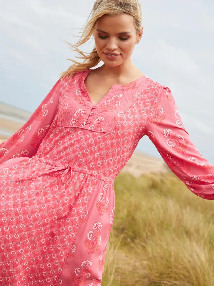 Joules Therese 8211 Pink Quilted Bib Dress Women Dresses