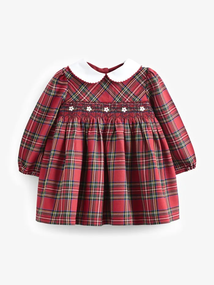 Joules Trotters London Little Red Charlotte Tartan Smocked Dress Girls Dresses