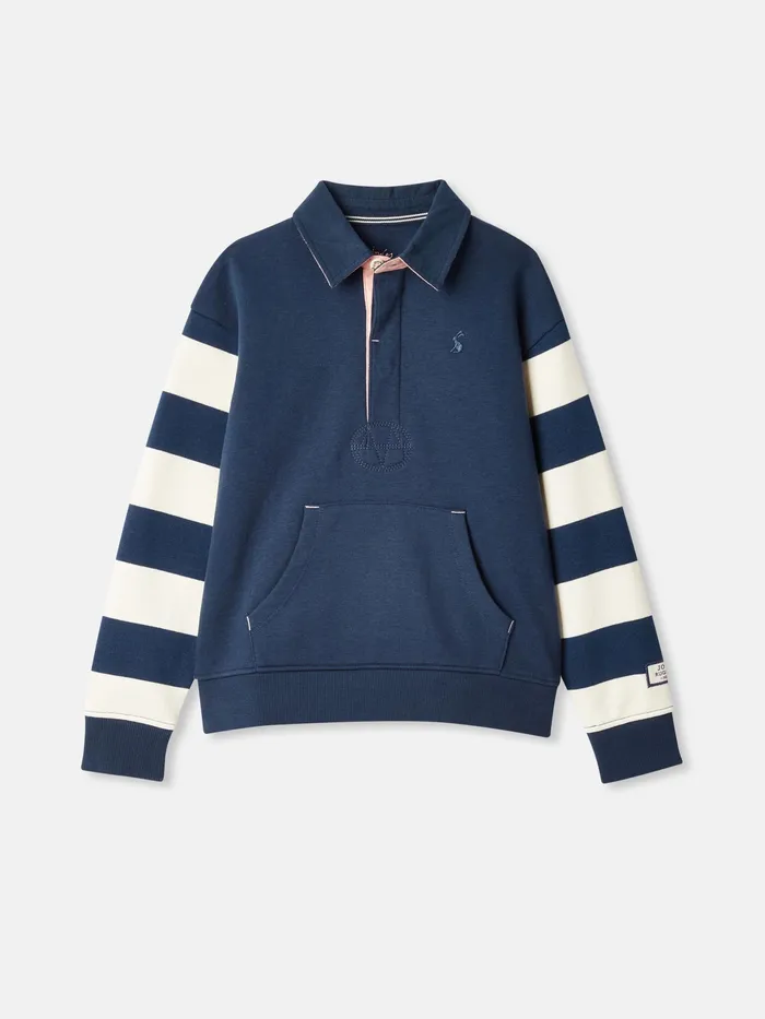 Joules Try 8211 CreamNavy Rugby Sweatshirt Girls Sweatshirts and Hoodies