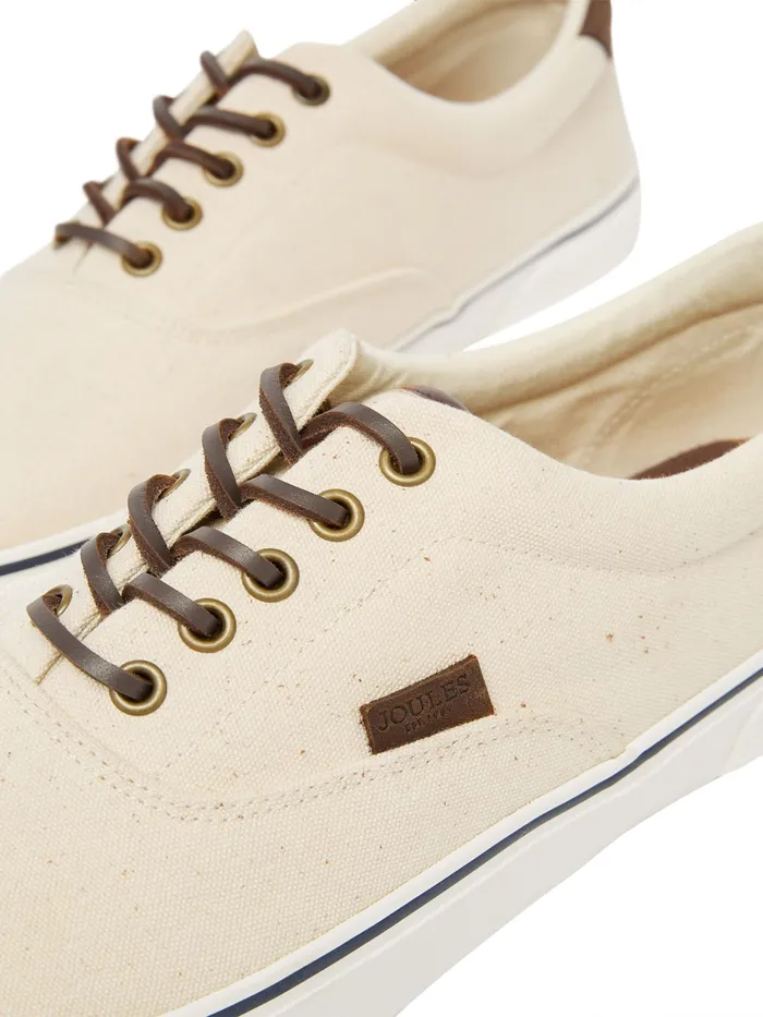 Joules White Deck Cupsole Canvas Shoes Men Trainers