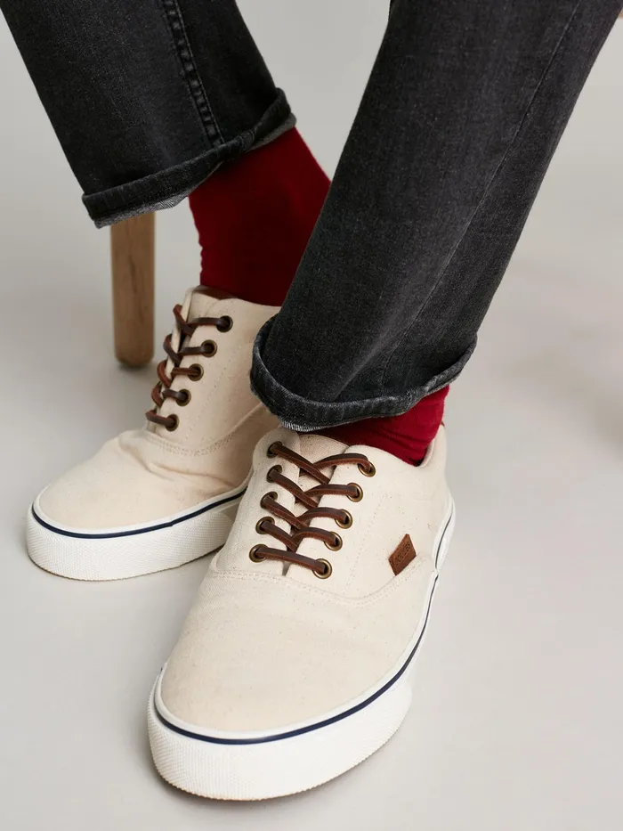 Joules White Deck Cupsole Canvas Shoes Men Trainers
