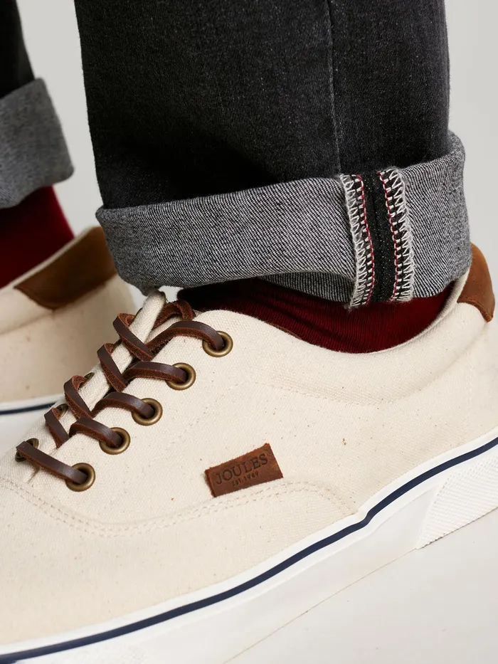 Joules White Deck Cupsole Canvas Shoes Men Trainers