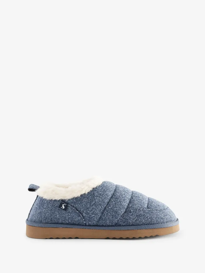 Joules Women039s Lazydays 8211 Navy Faux Fur Lined Slippers Women Nightwear