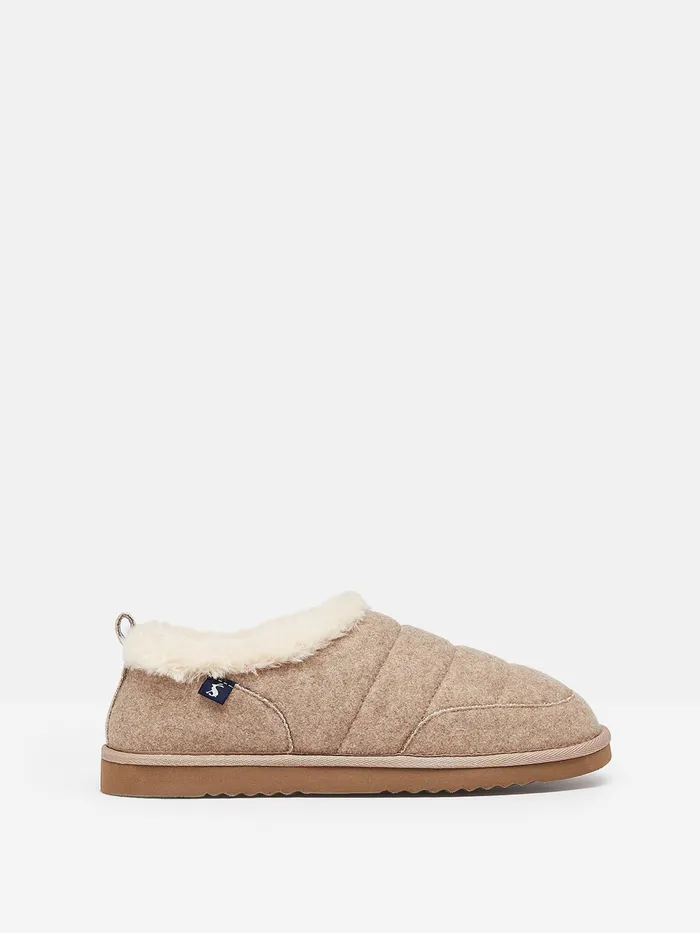 Joules Women039s Lazydays 8211 Oatmeal Faux Fur Lined Slippers Women Nightwear