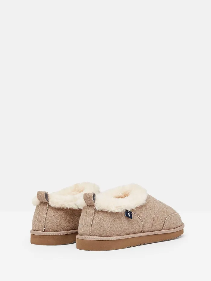Joules Women039s Lazydays 8211 Oatmeal Faux Fur Lined Slippers Women Nightwear