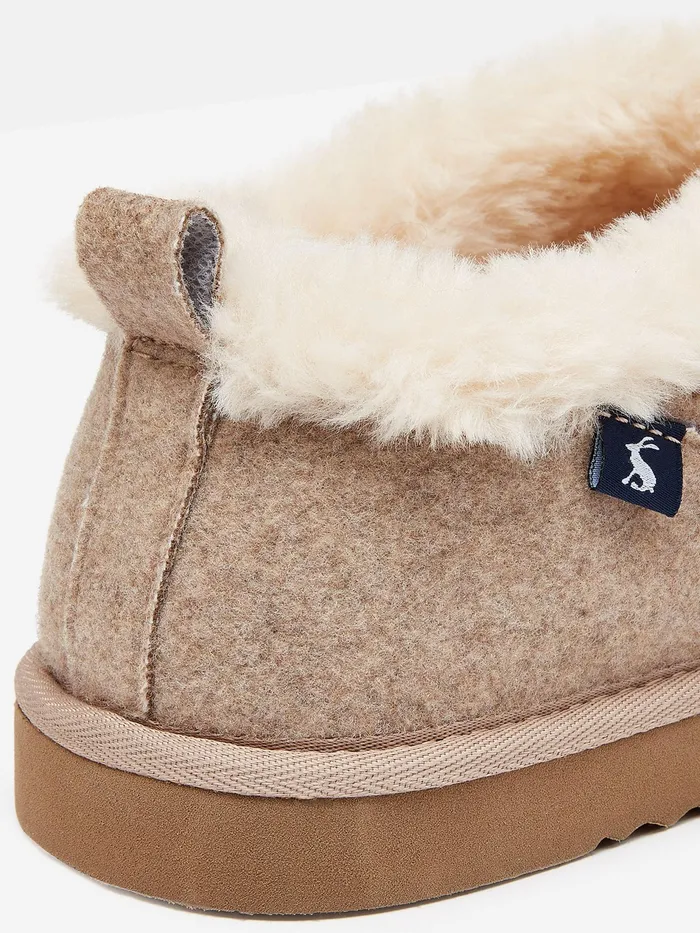 Joules Women039s Lazydays 8211 Oatmeal Faux Fur Lined Slippers Women Nightwear