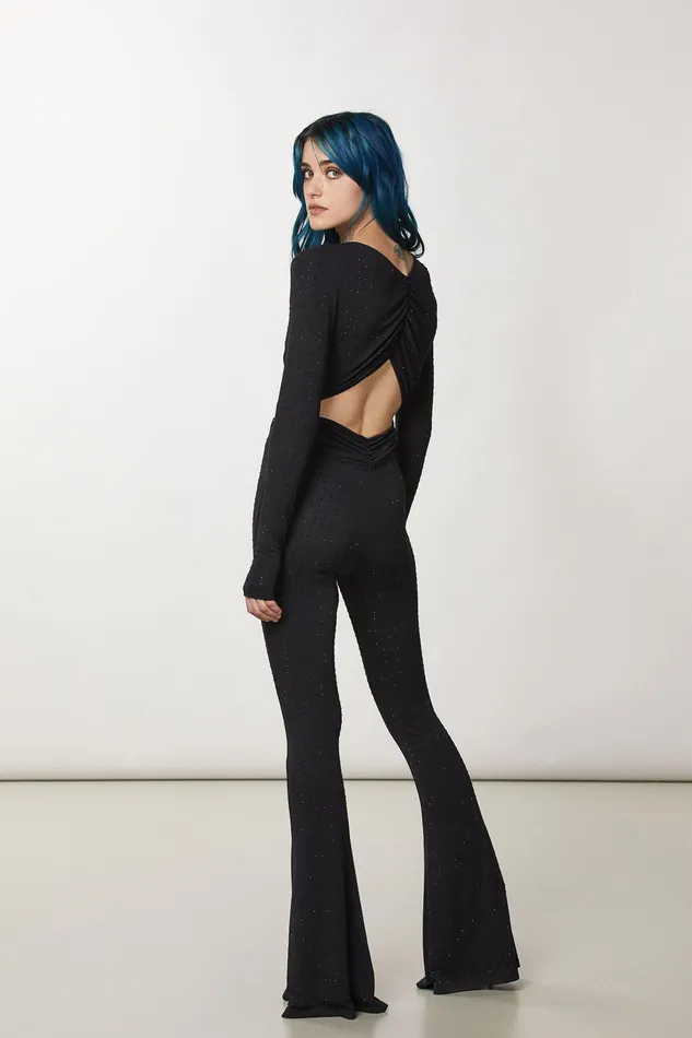 Jumpsuits Women Patrizia Pepe Elegant Jumpsuit With Rhinestones Nero