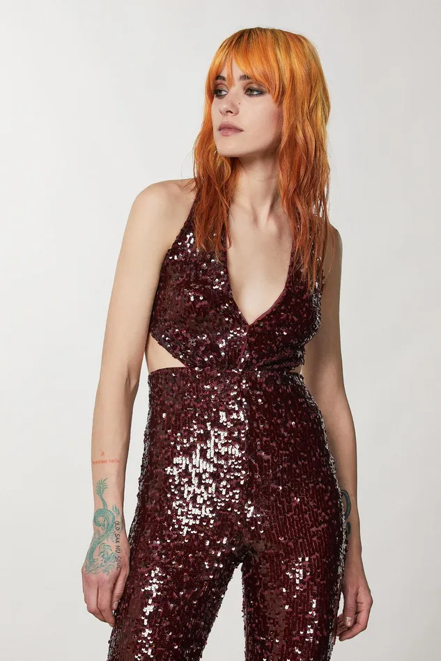 Jumpsuits Women Patrizia Pepe Sequin Tulle Jumpsuit Martian Red