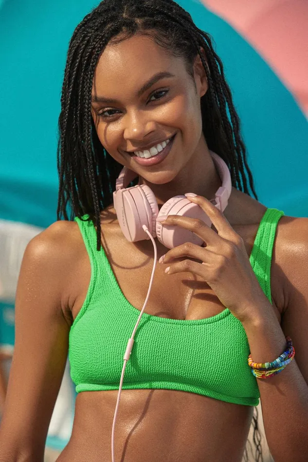 JUSTIN and NAIDA SCRUNCHY Green Crinkled Style Twopiece Swimsuit Green WomenKids Banana Moon Bralette