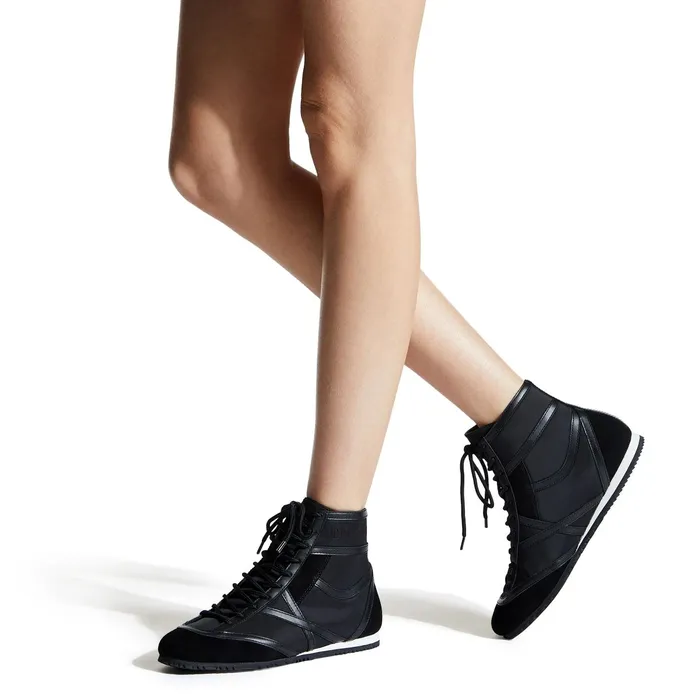 Kato HiF Black Nylon Calf Leather And Crosta Suede High Top Trainers X Blackblackblack Women JIMMY CHOO Sneakers
