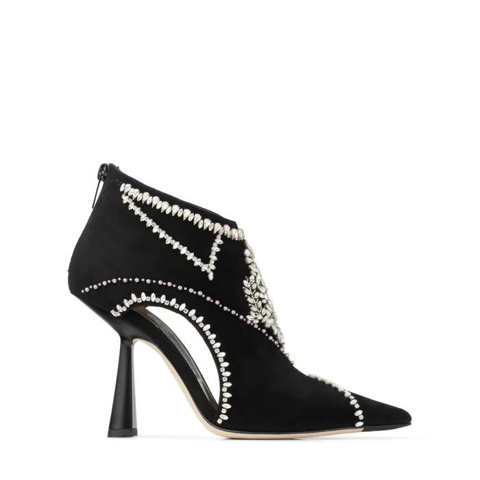 Kendrix 100 Black Ankle Booties With Embroidery Blackwhite Women JIMMY CHOO Boots Kendrix 100 Black Ankle Booties With Embroidery Blackwhite Women JIMMY CHOO Boots