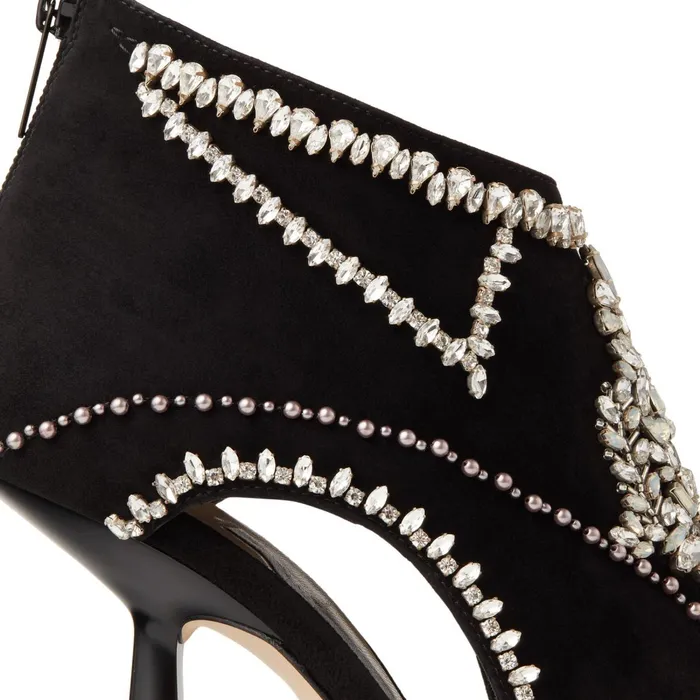 Kendrix 100 Black Ankle Booties With Embroidery Blackwhite Women JIMMY CHOO Boots