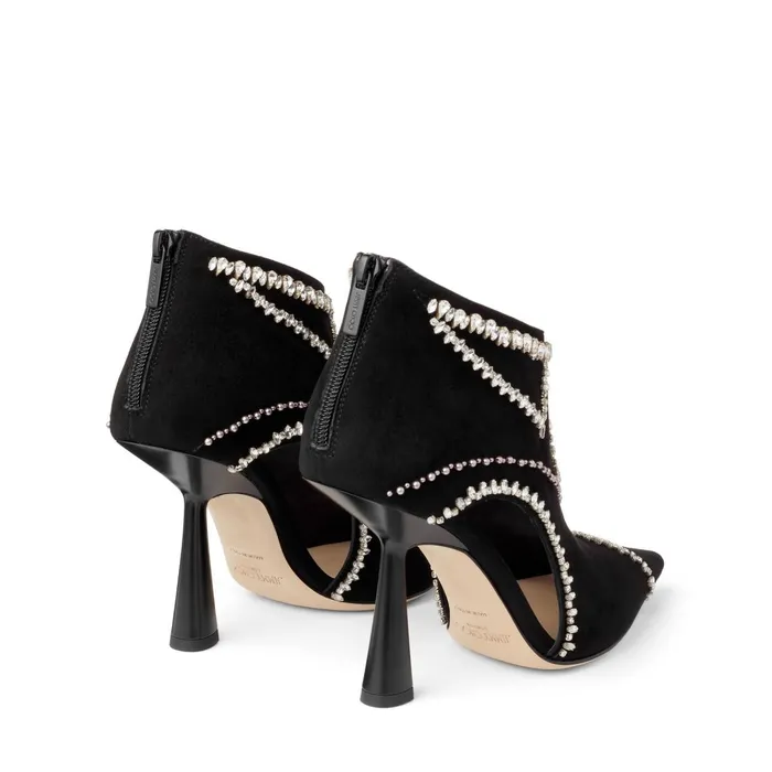 Kendrix 100 Black Ankle Booties With Embroidery Blackwhite Women JIMMY CHOO Boots