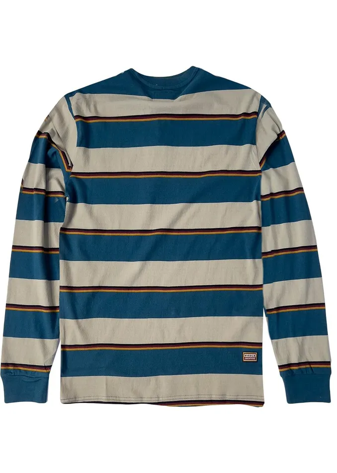 Knit Tees Men Vissla Creators Stripe Ls Pkt Tee Deep Water