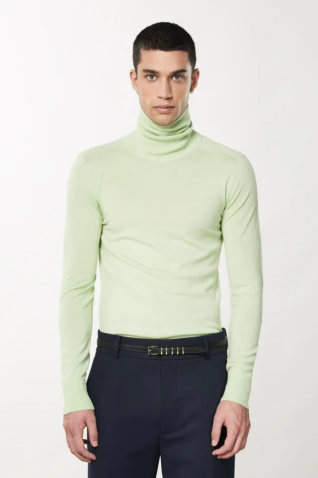 Knitwear Men Patrizia Pepe Pure Wool Turtleneck Sweater Space Lime