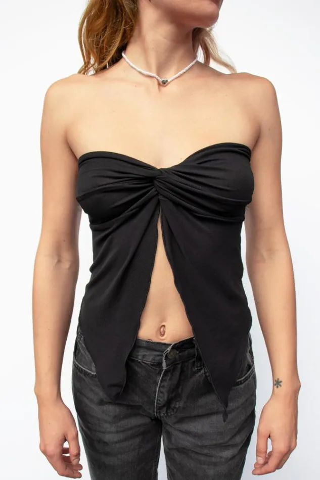 Knot Top With Opening Women Subdued Tops