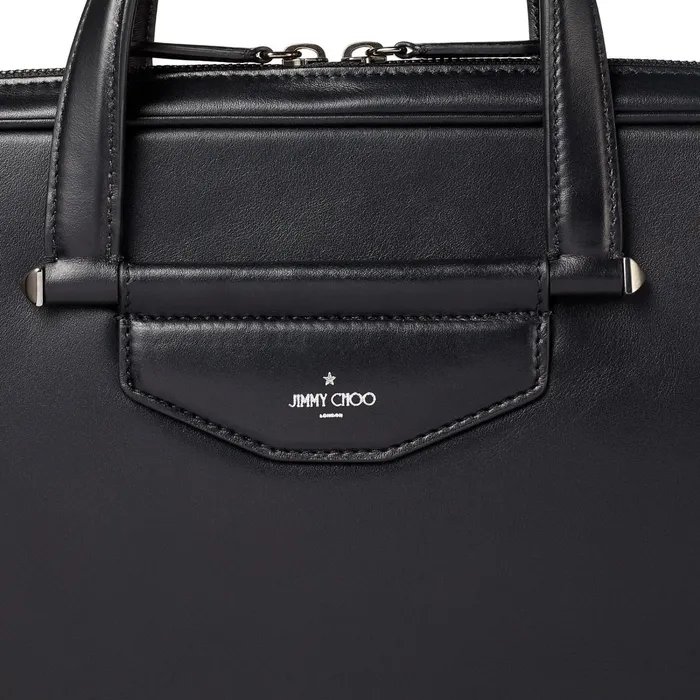Knox Black Leather Briefcase With Gel Laptop Pocket Black Men JIMMY CHOO Bags