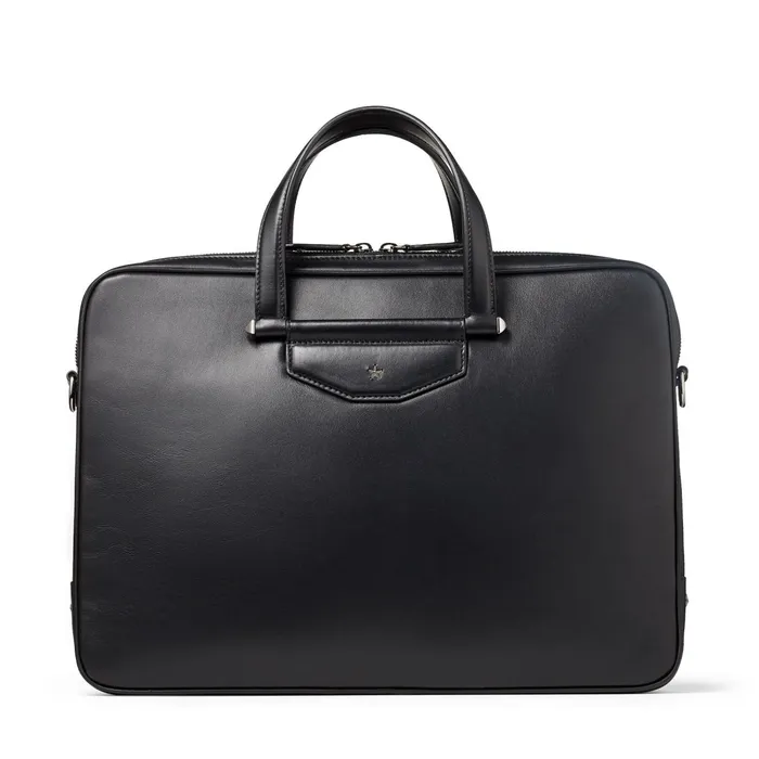 Knox Black Leather Briefcase With Gel Laptop Pocket Black Men JIMMY CHOO Bags