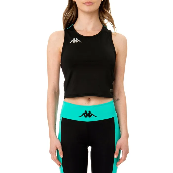 Kombat Cheryl Active Tank 8211 Black Green White Black Green White Kappa Womens Tanks and Bras Kombat Cheryl Active Tank 8211 Black Green White Black Green White Kappa Womens Tanks and Bras