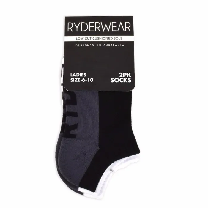 Ladies Socks 2 Pack 8211 BlackGrey and WhiteGrey Women Ryderwear Socks