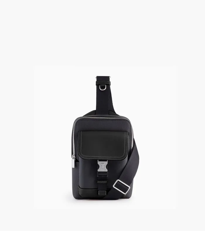 Le Tanneur Backpacks WomenMen Sling Satchel In Coated Canvas Black