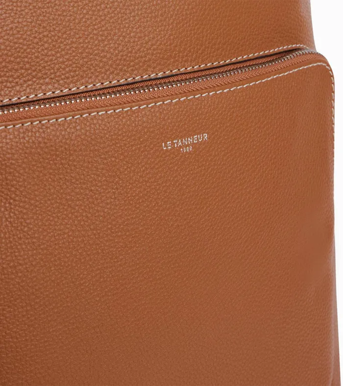 Le Tanneur Backpacks Women Zipped Business Backpack In Grained Leather Brown Tan