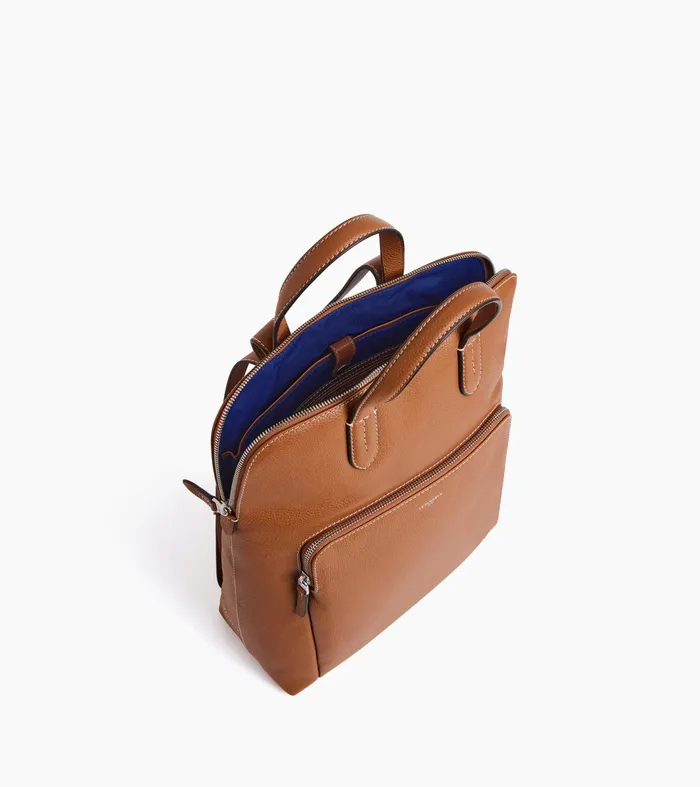 Le Tanneur Backpacks Women Zipped Business Backpack In Grained Leather Brown Tan