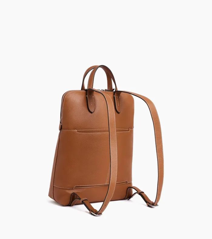 Le Tanneur Backpacks Women Zipped Business Backpack In Grained Leather Brown Tan