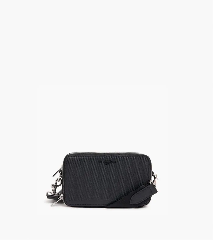 Le Tanneur Crossbody Bags Men Small 2Compartment Shoulder Bag In Signature T Leather Black Le Tanneur Crossbody Bags Men Small 2Compartment Shoulder Bag In Signature T Leather Black