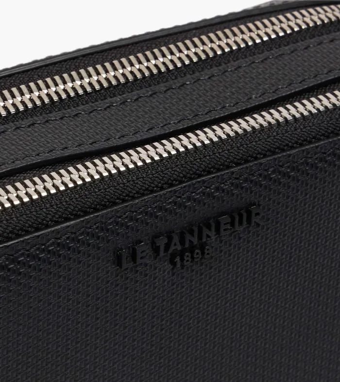Le Tanneur Crossbody Bags Men Small 2Compartment Shoulder Bag In Signature T Leather Black