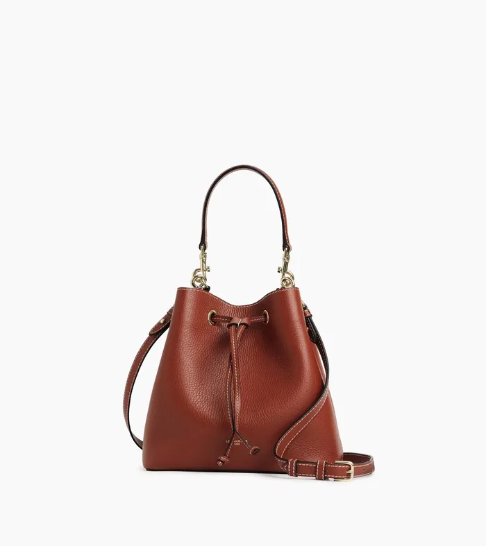 Le Tanneur Crossbody Bags Women Bucket Bag In Grained Leather Mahogany Brown Twilight Blue Le Tanneur Crossbody Bags Women Bucket Bag In Grained Leather Mahogany Brown Twilight Blue