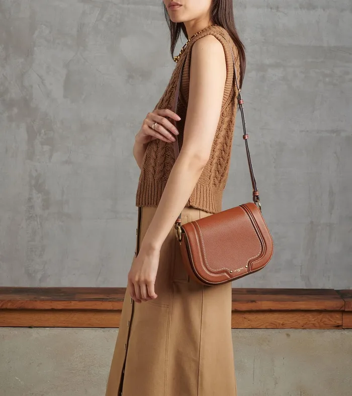 Le Tanneur Crossbody Bags Women Medium Crossbody Bag In Grained Leather Mahogany Brown